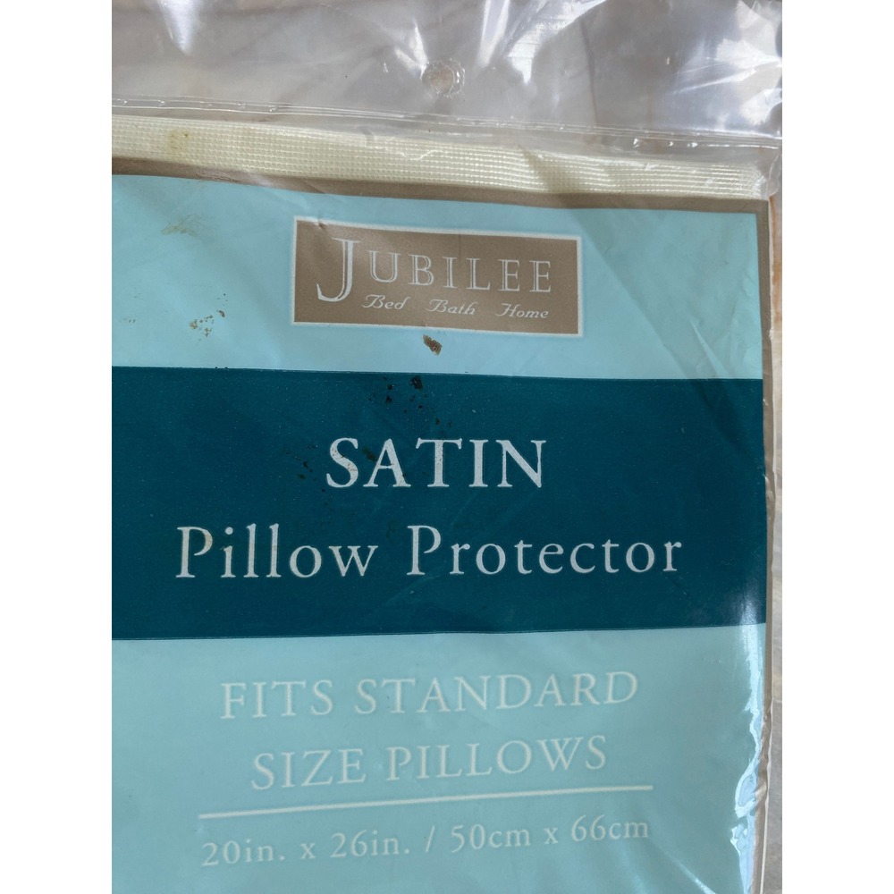 Jubilee Satin Pillow Protector Standard 20x26 Bone Off-White Hidden Zipper NEW - Picture 3 of 6